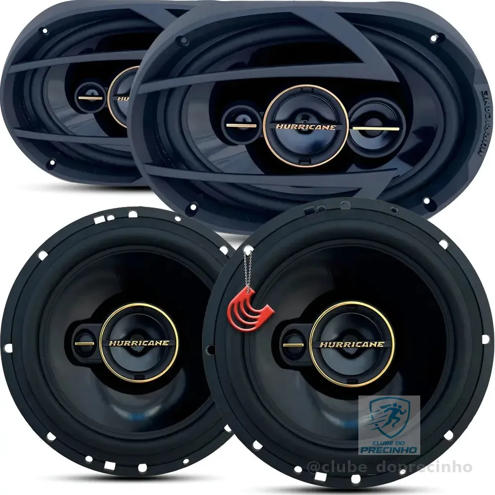 Kit Fácil Falante 6x9 Pol + 6 Pol 380w Linha Aurum Hurricane Preto