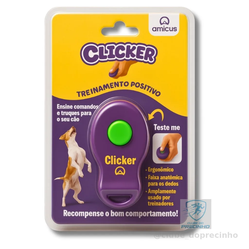 Recompensador Click-R Clicker para Adestrar Adestramento Treinamento de Cães Cachorros - Amicus
