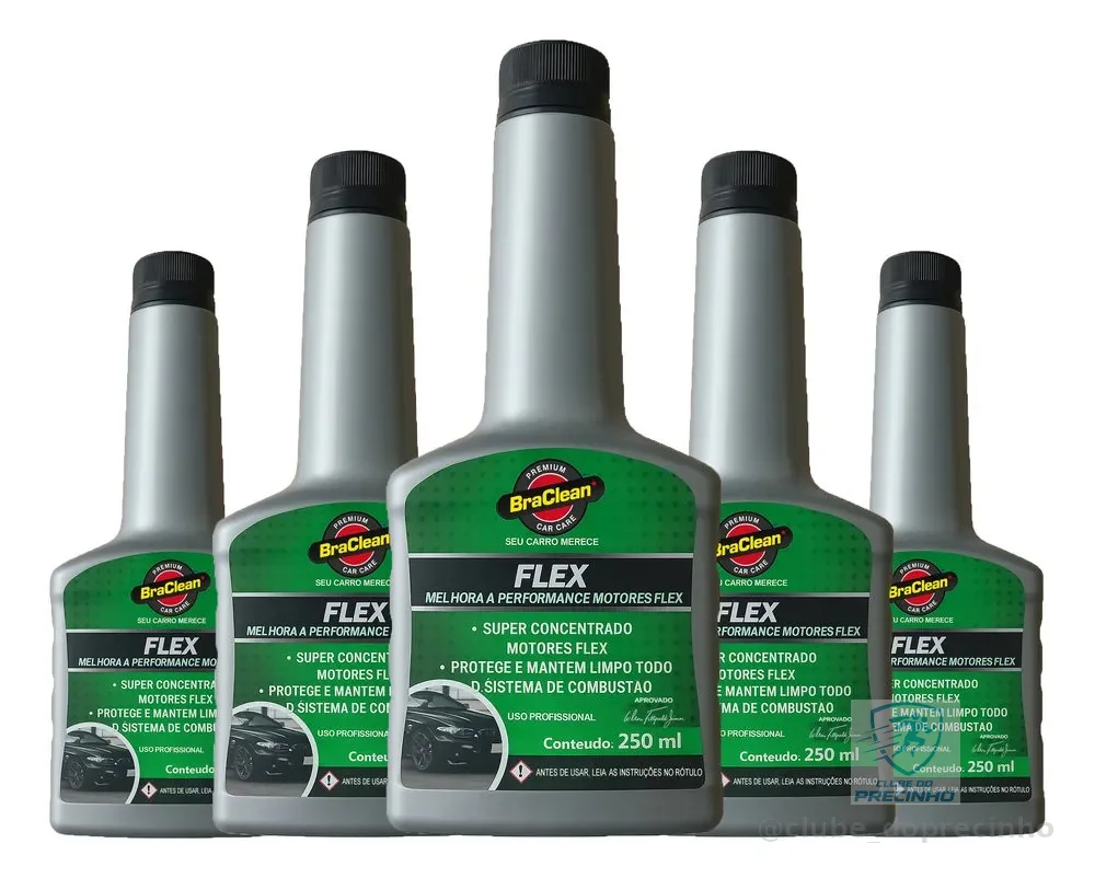 Kit 5 Melhor Aditivo Para Combustível Flex 250ml Premium
