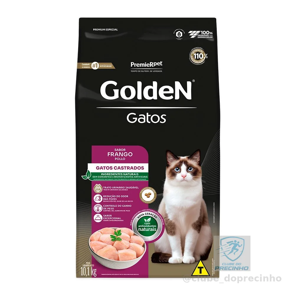 Ração Golden Gatos Adultos Castrados Sabor Frango 10,1kg