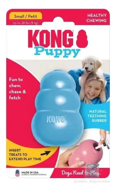 Kong Brinquedo Recheável Puppy Small P Azul Celeste Para Filhotes