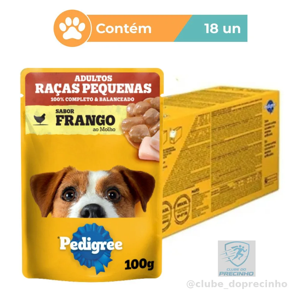 Ração Úmida Pedigree Frango Cães Raça Pequena 18x100g