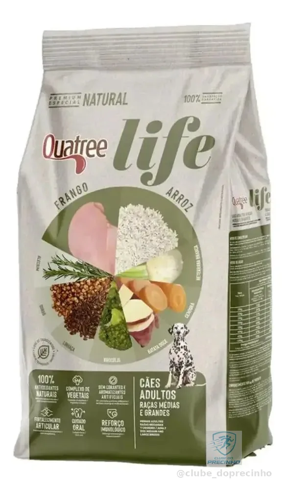 Ração Cachorro Quatree Life Adulto Sem Transgênicos 15kg