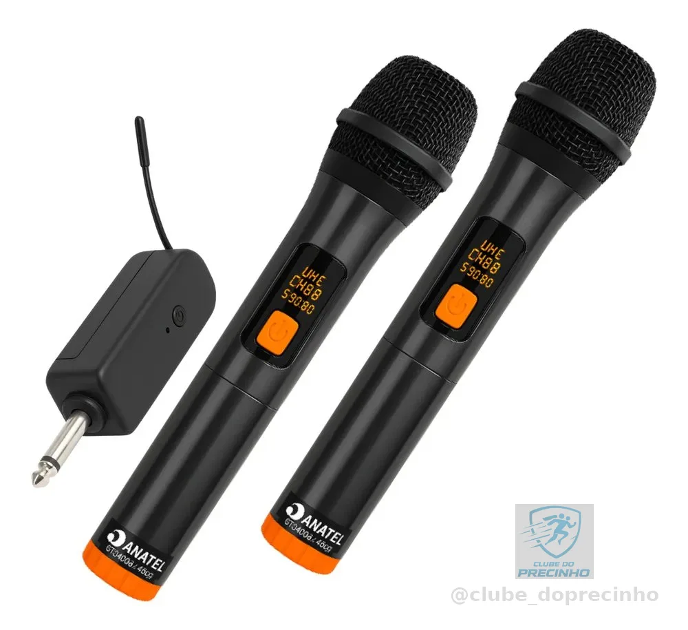 Microfone Sem Fio Para Caixa De Som Com Receptor Duplo 2 Uni