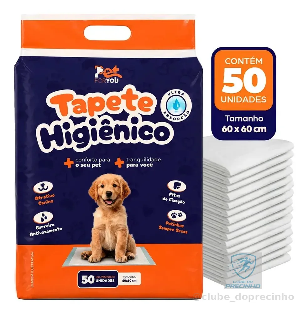 Tapete Higiênico Pet 50 Unidades 60x60 Descartável Cão Gato