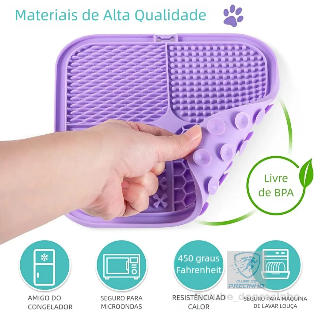 Comedouro Lento Pet – Tapete de Lamber, Reduz Stress e Evita Bagunça