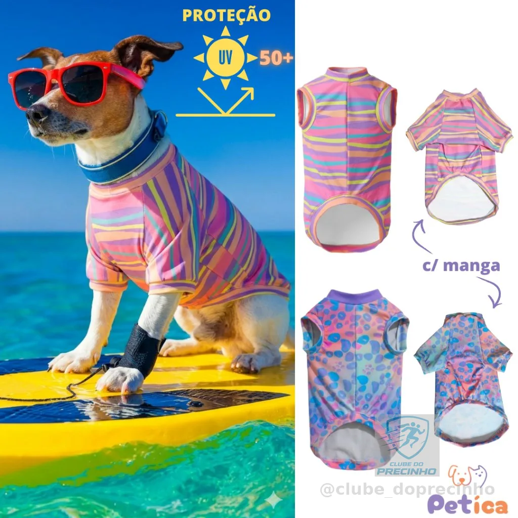 Roupa para Cachorro com Proteção UV 50+ | Roupa Pet Verão Praia Piscina para Cães e Gatos