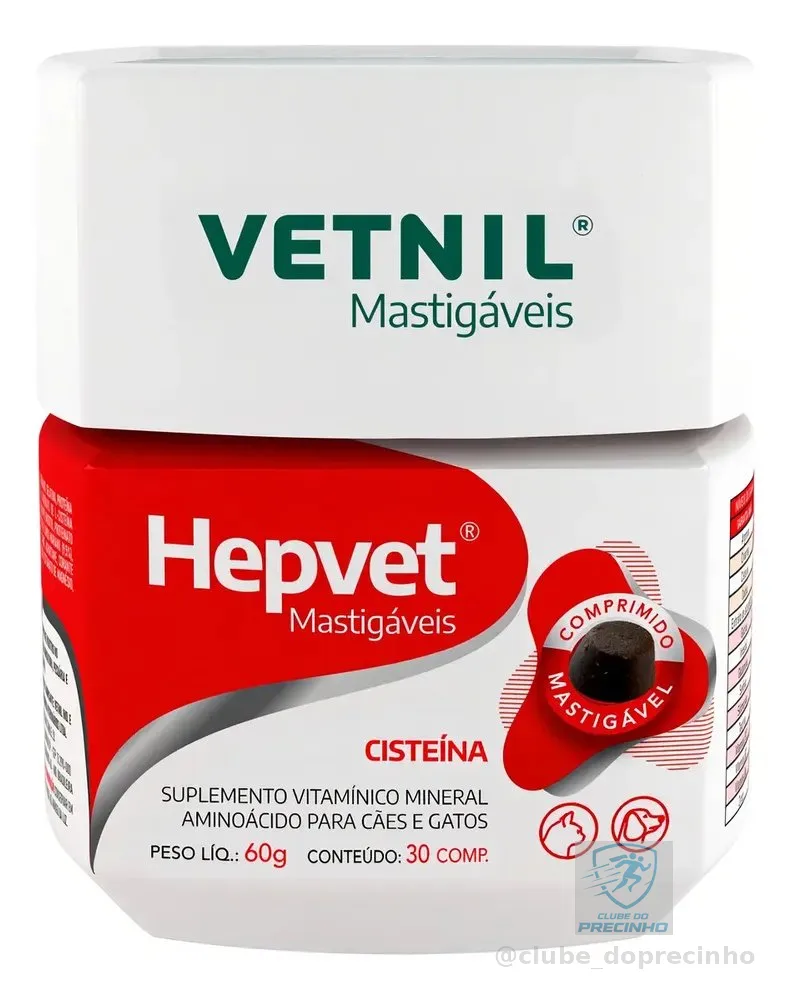 Suplemento Vitamínico Mineral Hepvet Mastigaveis Vetnil 30
