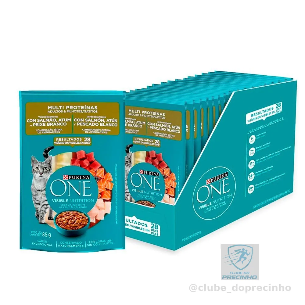 Caixa 15un. Ração Úmida Purina One Sachê Para Gatos Multi Proteínas 85g