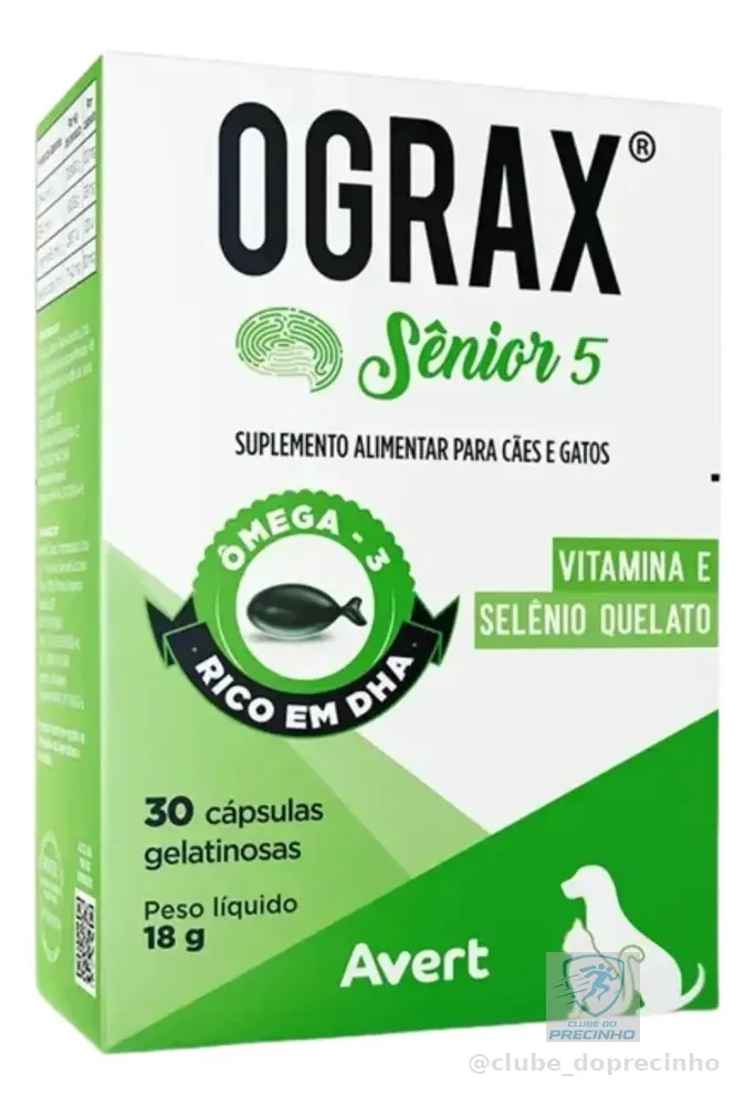 Suplemento Ograx Sênior 5 Ômega 3 Para Cães E Gatos 30 Cápsu