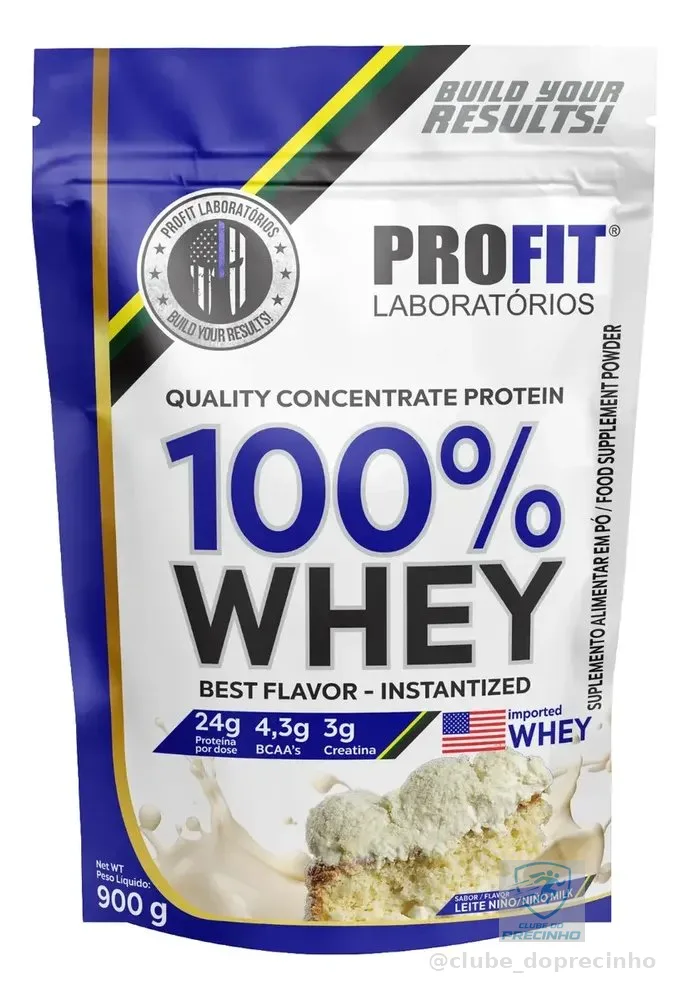 100% Whey Quality Concentrate Protein Refil 900g - Profit Sabor Leite Niño