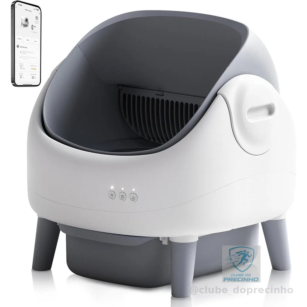 Newpet Caixa de Areia Autolimpante com Tampa Aberta Caixa de Areia Automática para Gatos para Vários Gatos com app