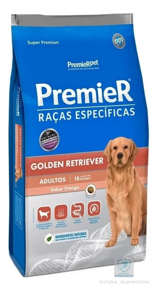 Premier Ração Cachorro Golden Retriever Adulto Frango 12kg