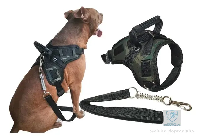 Coleira Guia Para Cachorro Reforçada Anti Puxão Pitbull