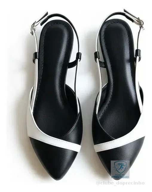 Sapatilha Mule Slingback Bico Fino Rasteira Moda Feminina
