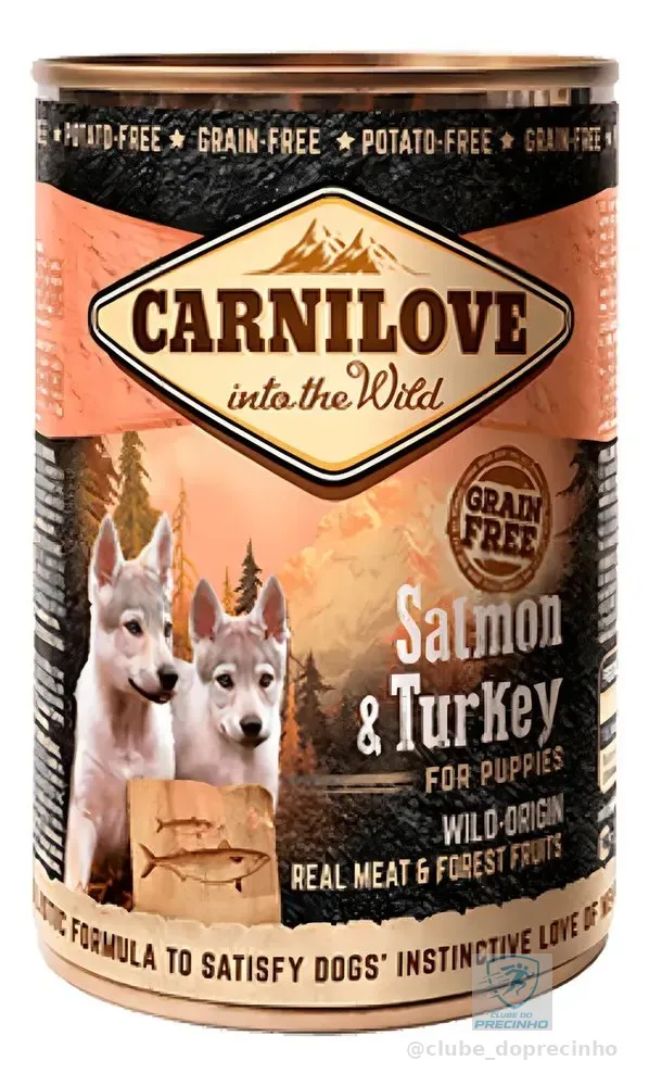 Patê Carnilove Salmão e Peru para Cães Filhotes 400g Alimentação Completa