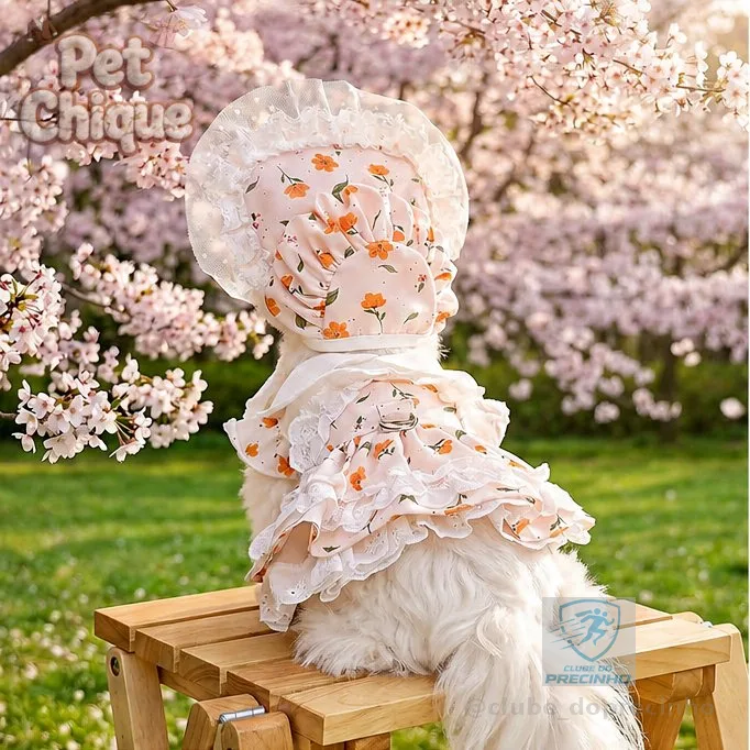 Pet Chique-Saia para animais de estimação Cachorro Gato Estilo Celebridade Saia Floral Chapéu de Sol