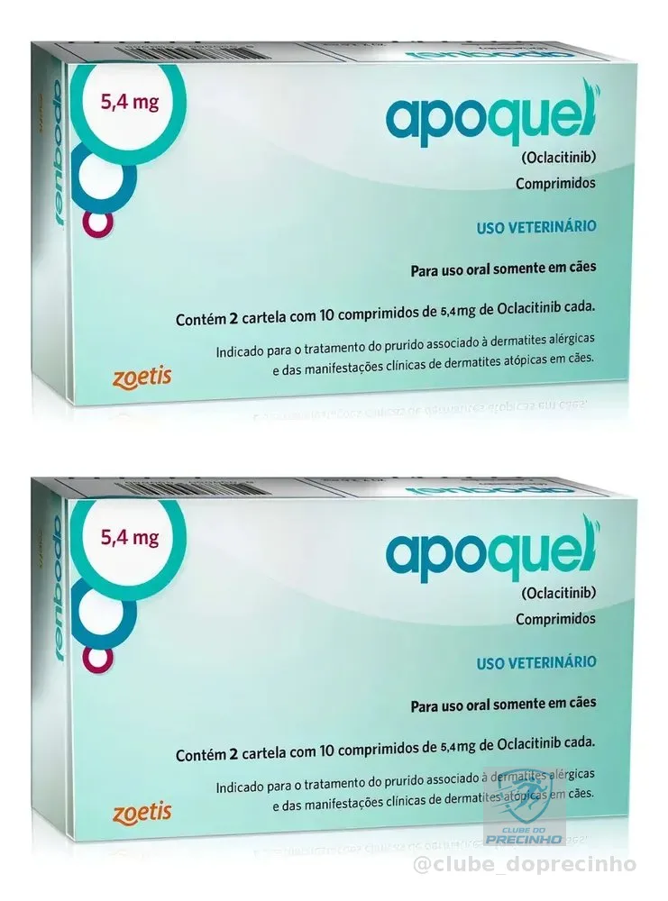 2 Unid Apoquel Dermatológico Anti Coceira Cães 5,4mg 20comp