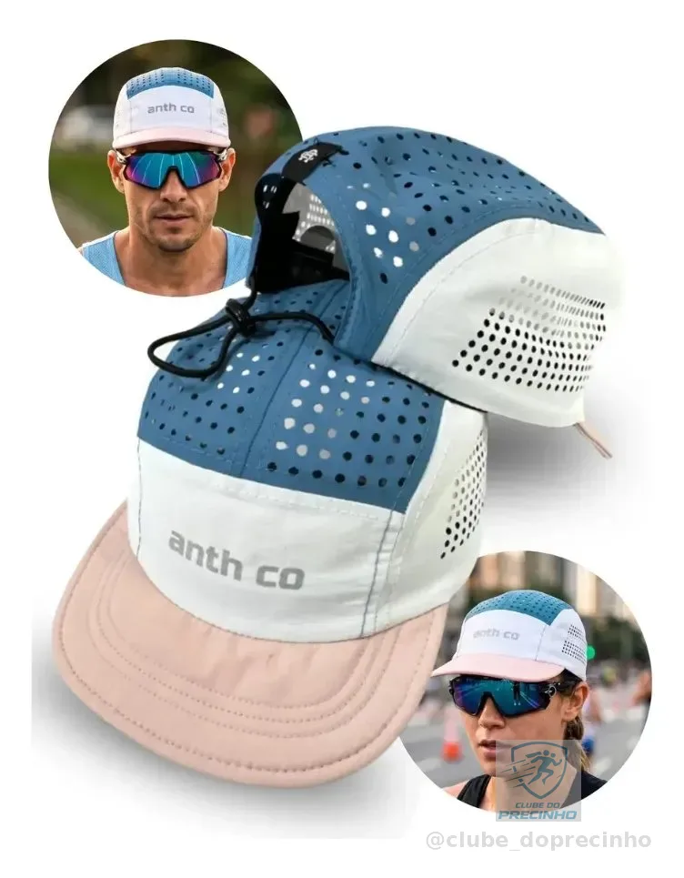 Boné Five Panel Esportivo Fresh Anth Co Respirável Unissex Branco/aazul/rosa Un Liso