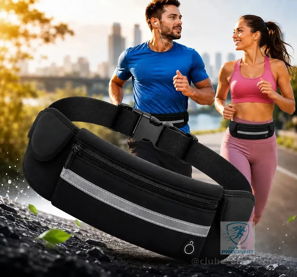 Pochete Corrida Porta Celular Fitness Impermeável Academia Preta Liso