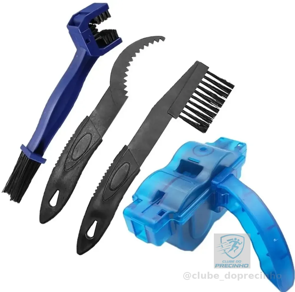 Kit Escovas Limpeza Bicicleta E Maquina Limpar Corrente 4 Pç
