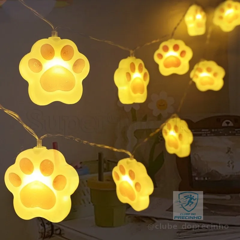 1,5m Pingente De Pata De Gato Luz De Corda/Garra De Gatinho Rosa LEDS Cordão De Lâmpada/Lâmpadas De Fada Alimentadas Por Bateria/Cortina Garland Lighting Ornament/Adereços Decorativos De Natal De Aniversário