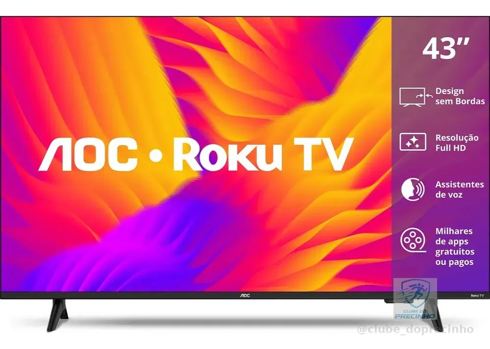 Smart Tv 43 Aoc Led Roku Full Hd Wi-fi 60hz Hdmi Usb 43s5155/78g