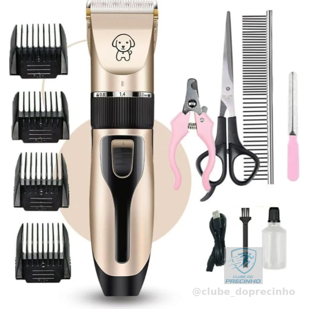 Kit Máquina Para Tosar Pet + Tesoura + Pente + Lixa Máquina Profissional Para Cachorro & Gato