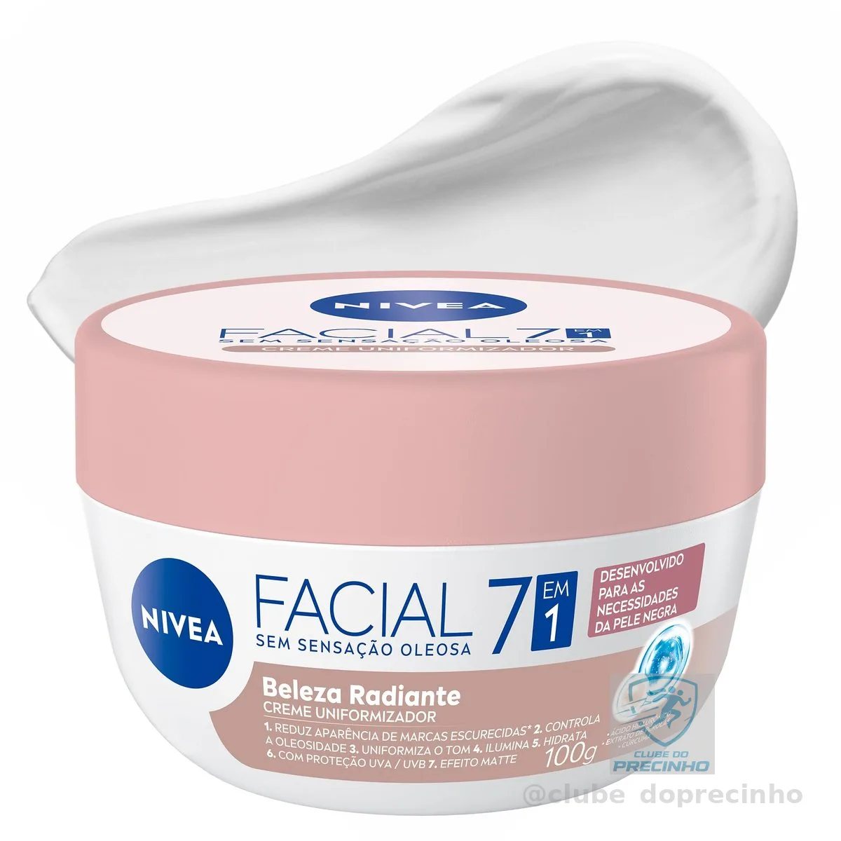 NIVEA Creme Facial Uniformizador Beleza Radiante 7 em 1 100g, Reduz Marcas Escurecidas, Controla Oleosidade, Pele Uniforme, Extrato de Pérolas, Cuidado Facial