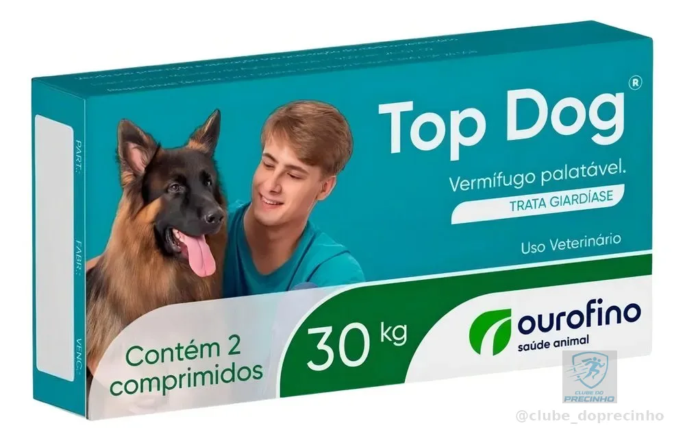Vermífugo Top Dog Ourofino Para Cães 10 a 30kg Tratamento Giardia