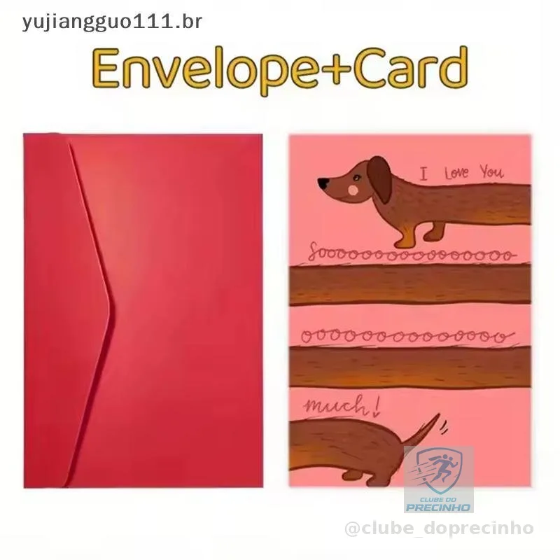 # Novo Cartão De Aniversário Fofo E Engraçado Convite Do Dia Dos Namorados Design Dachshund Com Envelope Presente Exclus