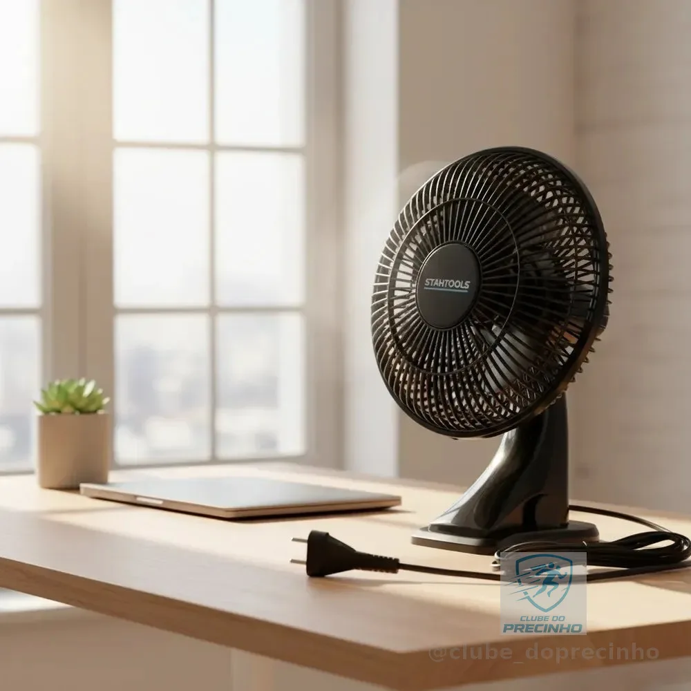 Ventilador Mesa Portátil 220v Oscilante Silencioso Sortido Preto