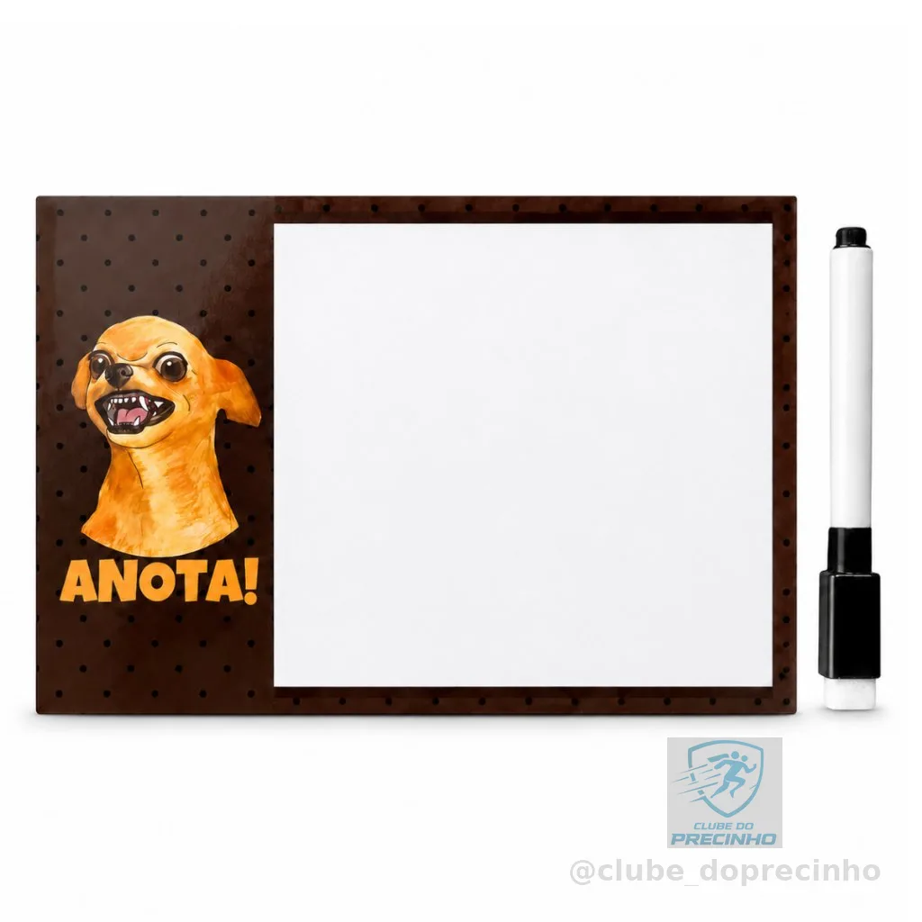 Mini Lousa Planner "ANOTA" Magnética Cachorro Bravo Divertida Lista de Compras, Recados, Lembretes, ímã