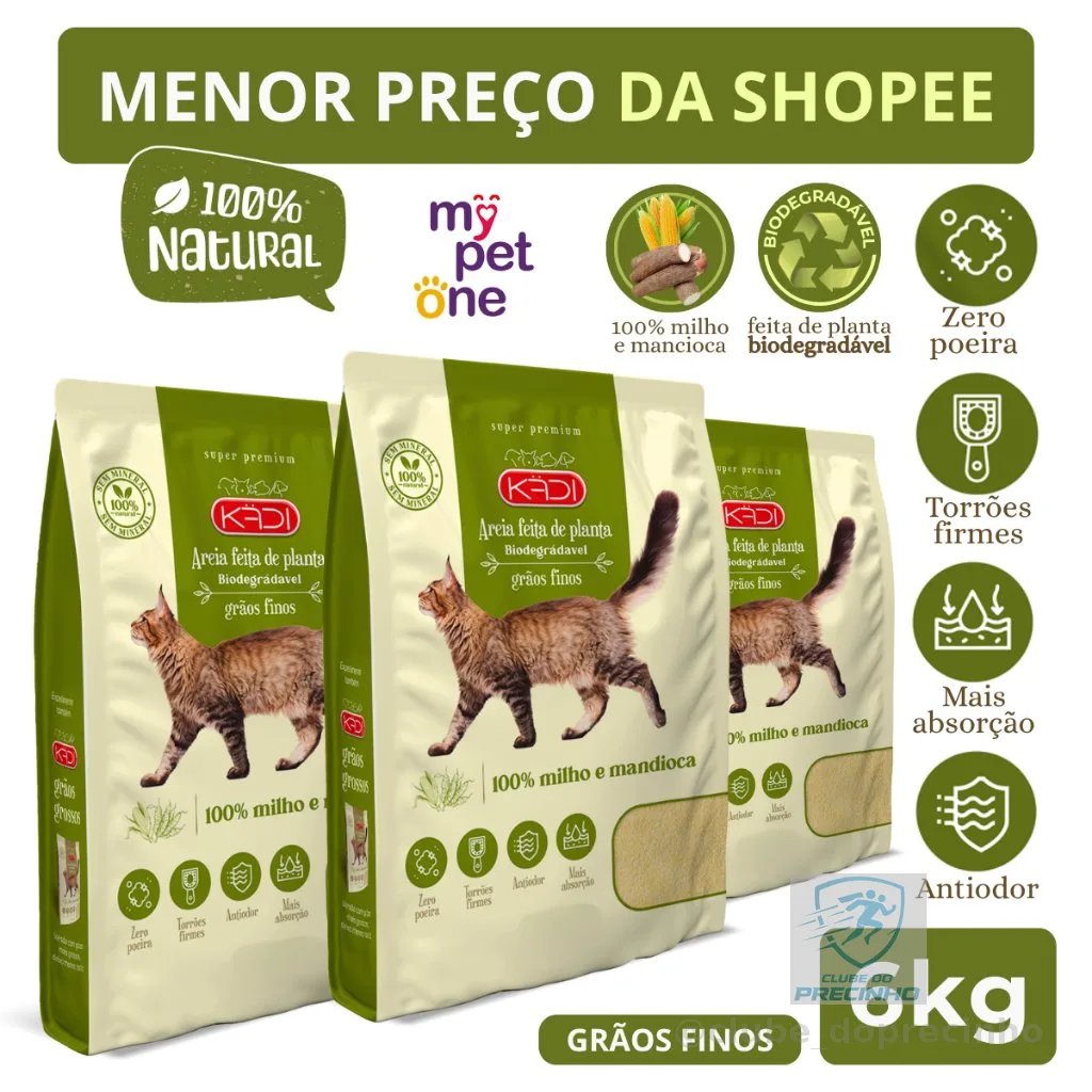 Areia Biodegradável Kadi Grãos Finos - 2Kg