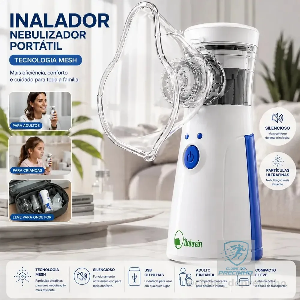 Inalador Nebulizador Portátil Bahrein Usb Pilha Cor Azul Silencioso Aparelho Inalação Compacto Mesh Bivolt Nebulizador Com Rede Vibratoria Aparelho Para Inalacao Inalador Silencioso Aparelho Inalador
