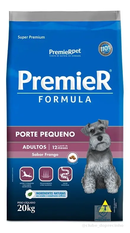 Ração Premier Super Premium Formula para cão adulto de raça pequena sabor frango de 20 kg