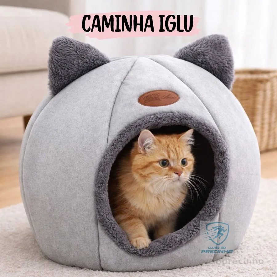 Caminha Iglu  P para Gatos e Cachorros Pequenos Cama Pet Casinha Toca Pelúcia Macia Confortável