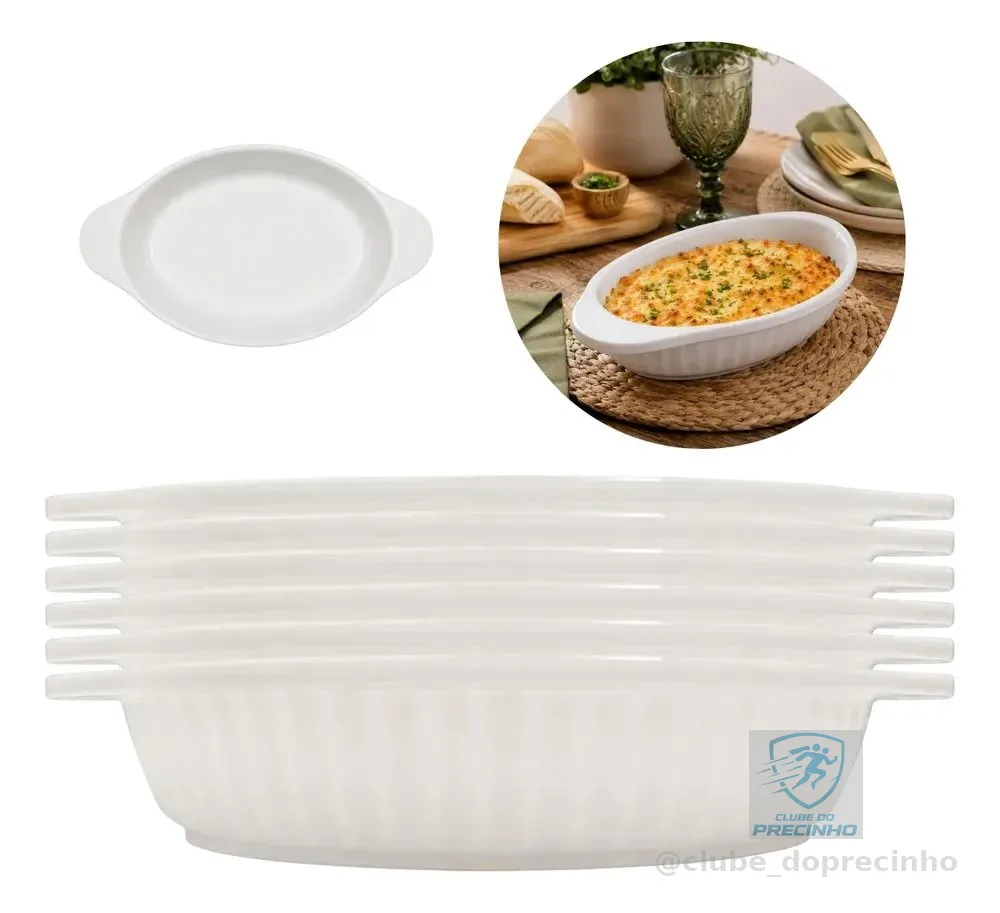 6 Travessa Em Melamina Resistente Branca 25cm Mesa Posta Branco