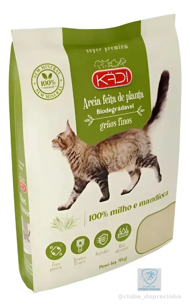 Areia Sanitária Kadi Biodegradável 4kg Graos Finos