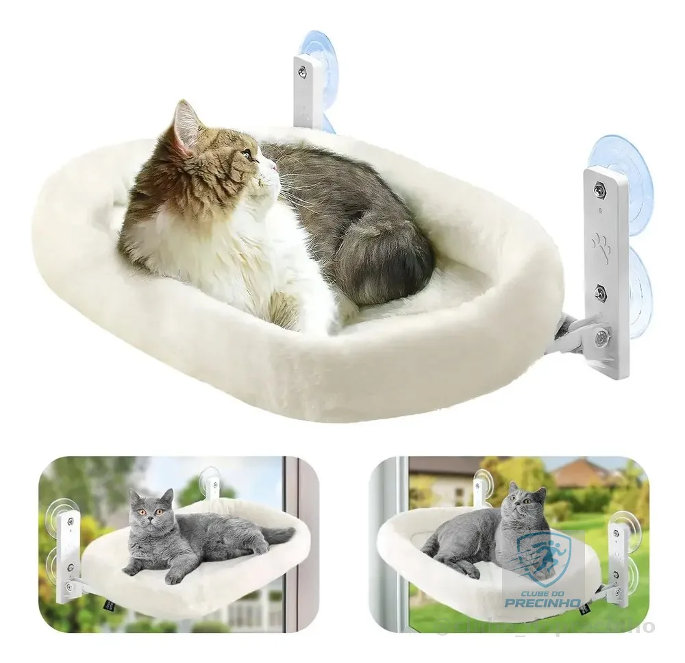 Cama Suspensa Casa Gato Janela Rede C/4 Ventosas Pelúcia