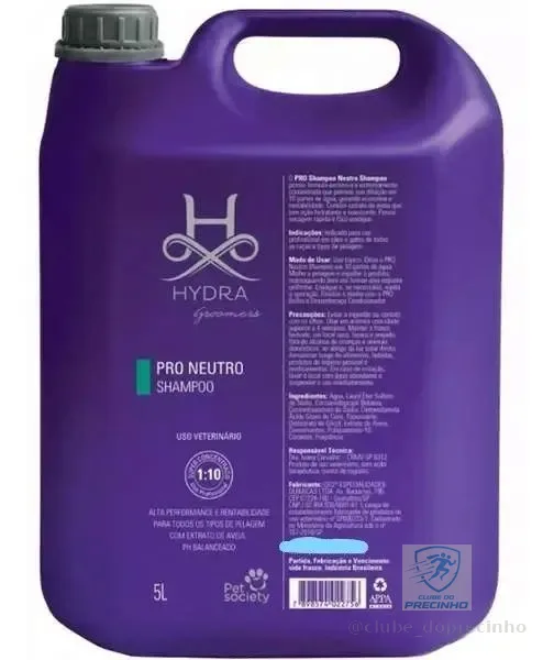 Shampoo Neutro Pet Society Hydra Groomers Super Concentrado 5L Cães e Gatos
