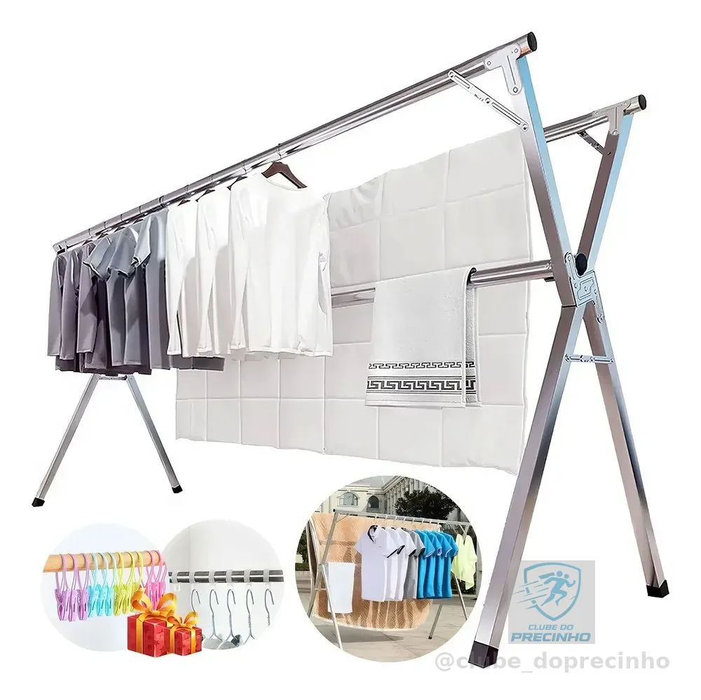 Varal De Chão Grande De Roupas 3 Andares Dobrável - Branco Branco