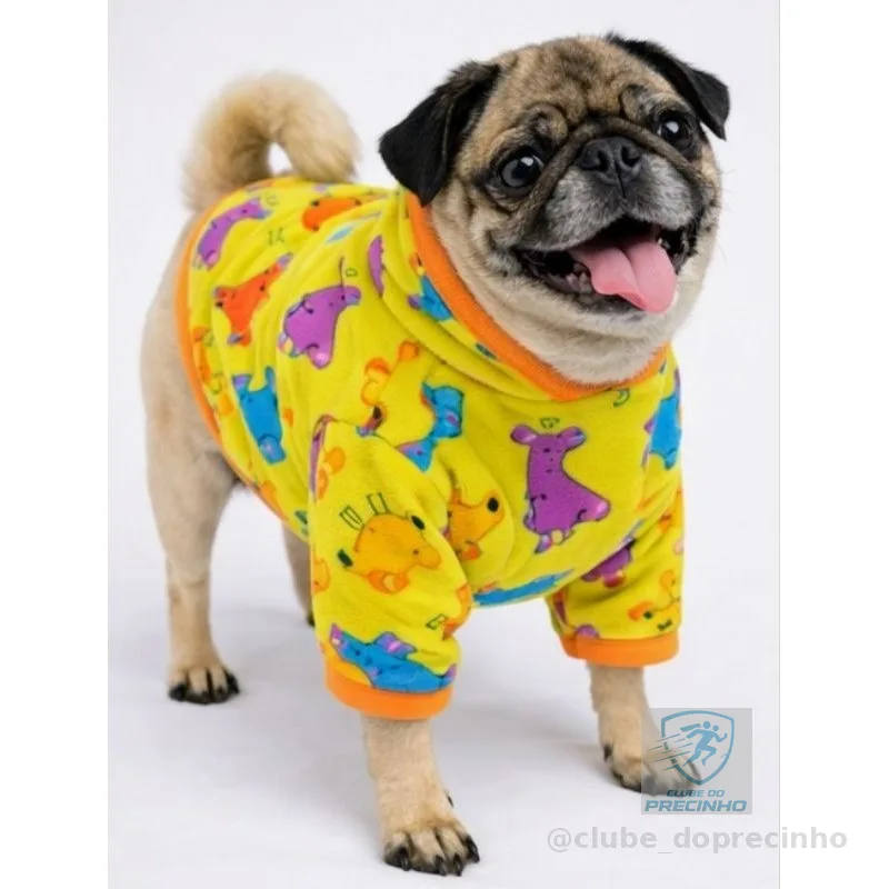 Roupa Pet Soft para Cachorro com Touca e Manga | Pijama de Inverno Roupa para Cachorro Pequeno Yorkshire, Shih Tzu e Pug