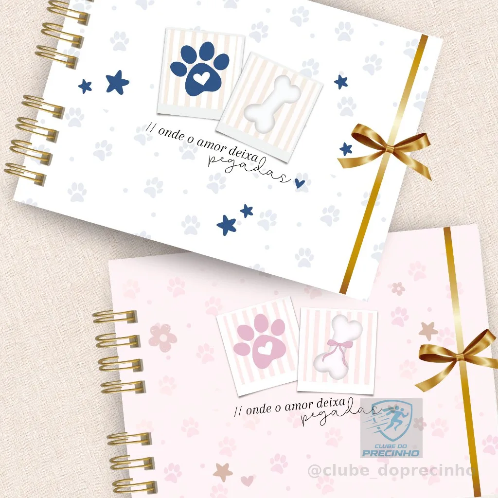 Álbum de Fotos Scrapbook Pet Capa Dura 21cmx15cm - Coleção Amor de Pet