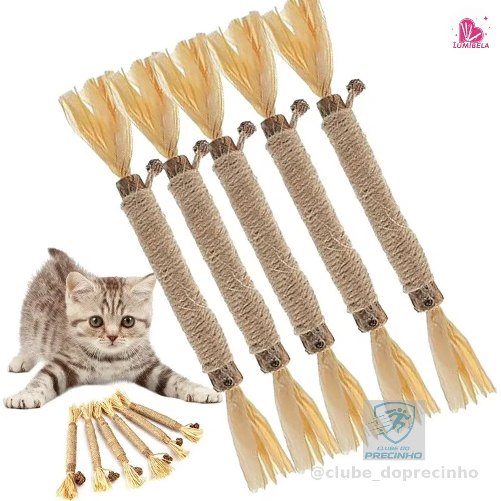 Brinquedo de Palito Natural para Gatos para Roer e Cuidado Bucal