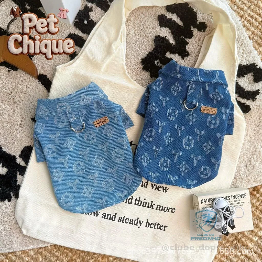 Roupas para cães e gatos Camisa jeans quente para rua