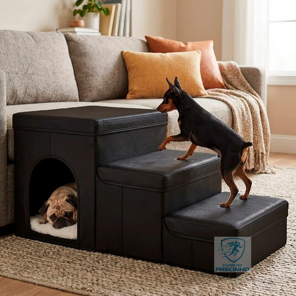 Escada Pet Escadinha 3 Degraus para Cachorro Rampa Animais de Estimação Cães