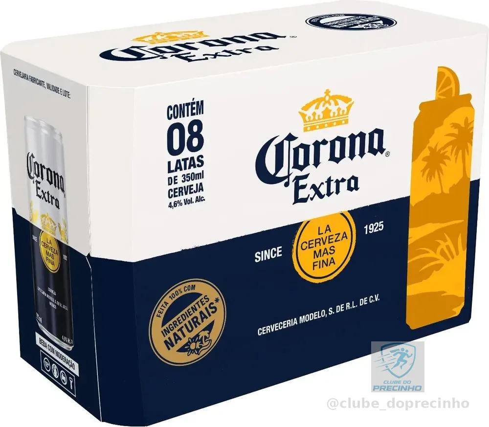 Cerveja Corona Extra Lata 350ml - Pack 8 Unidades