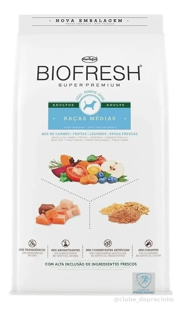 Alimento Biofresh Super Premium para cão adulto de raça média sabor carne e frutas e vegetais de 10.1 kg