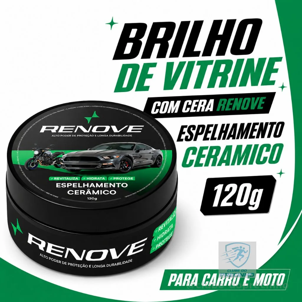 Cera Carnaúba Automotiva Renove 120g - Brilho Profundo, Toque Liso e Repelência à Água